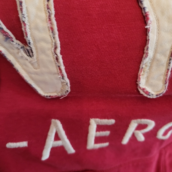 Aeropastale Vintage y2k Red Henley Hoodie Patch Letters  L Retro Y2k Streetwear - Picture 6 of 8